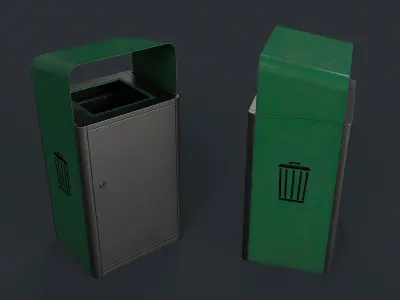 Street Trash Can 17 PBR Game Ready Low-poly 3D model