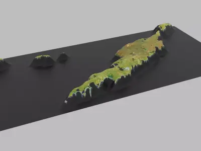 Anguilla Map Low-poly 3D model