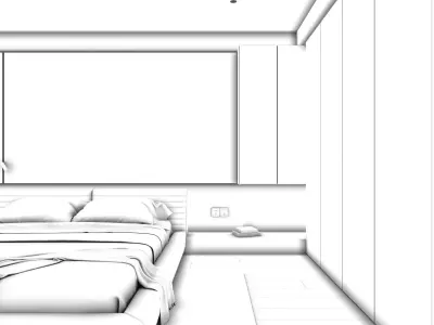 Minimalist Style Bedroom 3D Model 3D model