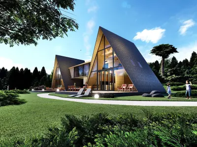 double A frame house Low-poly 3D model