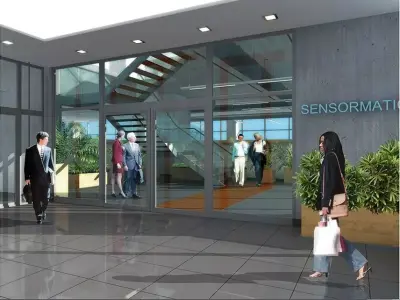 office lobby with people 3D model