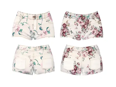 Floral Summer Shorts Low-poly 3D model