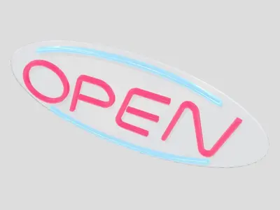 CC0 - Neon Sign Open Free low-poly 3D model
