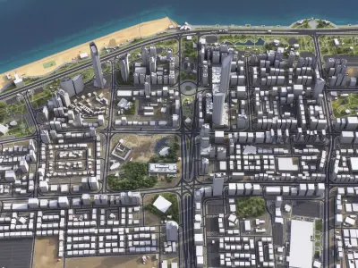Abu Dhabi - 3D City Model Low-poly 3D model