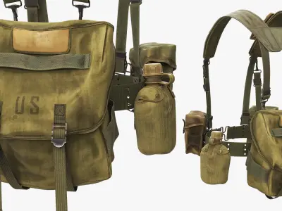  M1956 Load-Carrying Harness with Butt Pack and Canteen Green 