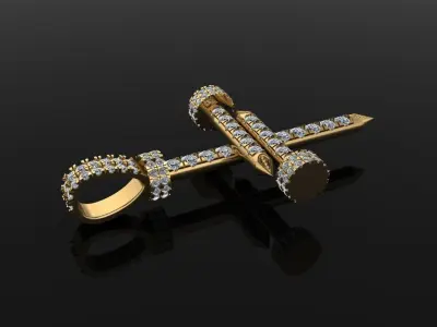 Diamond Nail Cross Pendant 3D print model