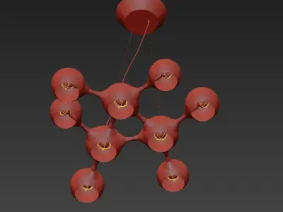 Chemical Light Chandelier 9 Black 3D model