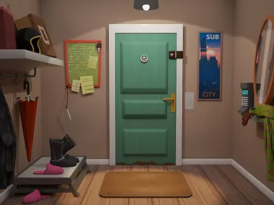  3d stylized cartoon corridor Low-poly 3D model