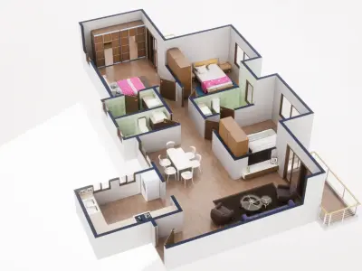 3D Floor Plan Model 58 3D model