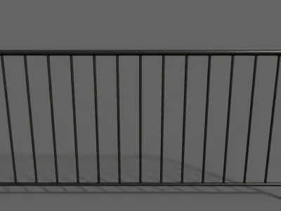 PBR Pedestrian Guard Rail Black V1 Low-poly 3D model