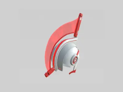 SciFi Spartan Helmet 06 Red Medic - Character Design Low-poly 3D model