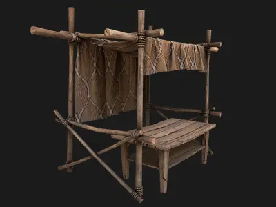 Market Stalls Brown Tent Brown  Low-poly 3D model