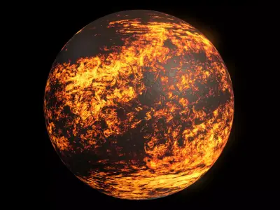 Lava Planet 02 - 8k PBR Low-poly 3D model
