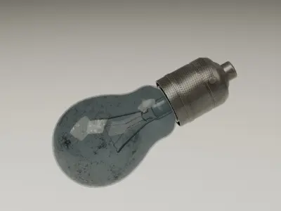 Vintage incandescent lightbulb and holder Low-poly 3D model