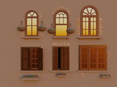 Windows 6pcs pack Low-poly 3D model