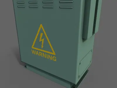 PBR Electric Box Green V3 Low-poly 3D model