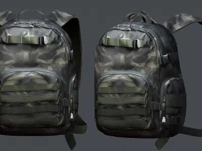 Backpack military combat Black baggage bag luggage Low-poly 3D model 2