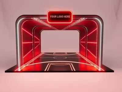 Futuristic Neon Basketball Tunnel Entrance  Event Booth 3D model