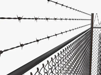 Barbed Wire Fence 3D model