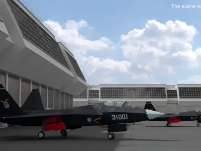  Fifth Generation FC-31 Jet On Airstrip 