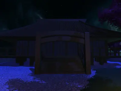 Temple outside of house at night 3D model