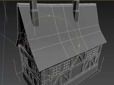 Fachwerk house with tile roof Low-poly 3D model
