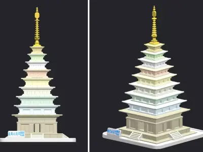 Stone Pagoda at Mireuksa Temple Site 3D model