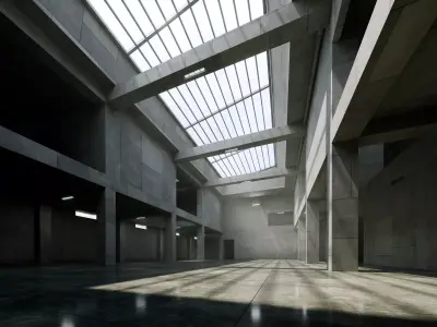 Brutalist Lightwell Atrium - Architectural Background - V3U5 Low-poly 3D model