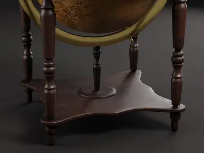 Vintage Floor Globe Low-poly 3D model