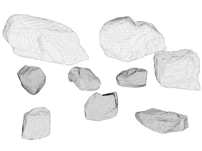 9 high detail rocks 3D model