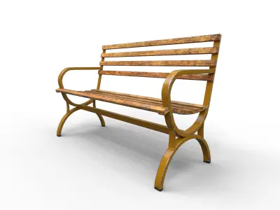 Old Street Bench Low-poly 3D model