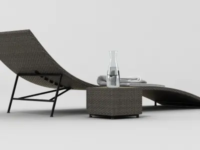 Rattan Lounger 3D model