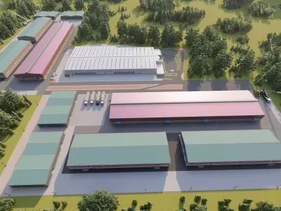 Industrial Factory-Factory building 3D model buy