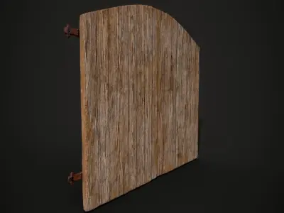 Arched Old Wooden Window Low-poly 3D model
