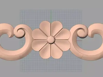 Door flower 3D relief STL Model for CNC woodworking carving E258 3D model
