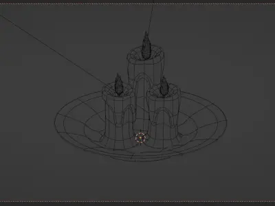 Candle three lit candles on silver plate 3D model