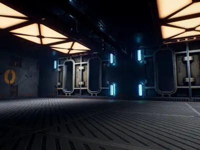 Sci-Fi Hangar UE Low-poly 3D model