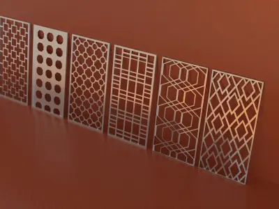 decorative wooden wall frames or iron fences Low-poly 3D model