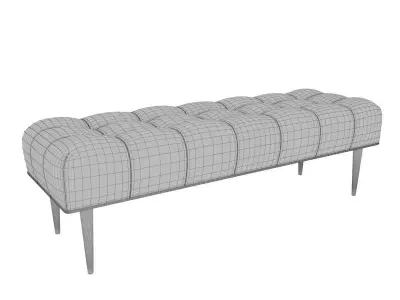 Modern Button Tufted Bench Upholstered in Pale Grey   3D model