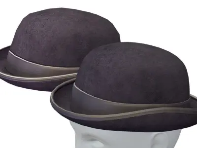 Cartoon High Poly Subdivision Black Bowler Low-poly 3D model