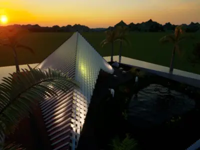 pavilion couple at table Free low-poly 3D model