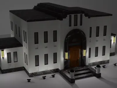 Art Deco Luxury Mansion - Modern Exterior Low-poly 3D model