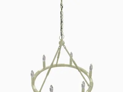 Round bamboo ceiling candles chandelier mansion style 3D model