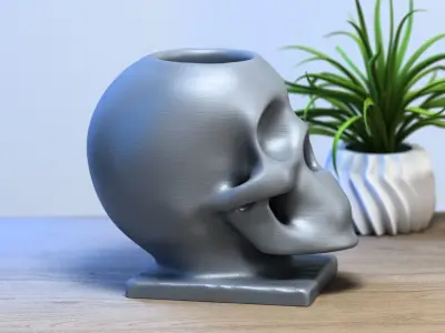 Skull robot pen holder Cyborg pen holder 3D print model buy