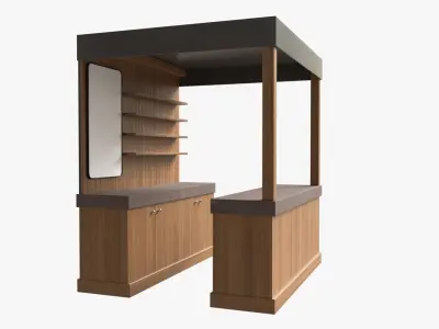 Booth Stand Kiosk with Roof 01 3D model