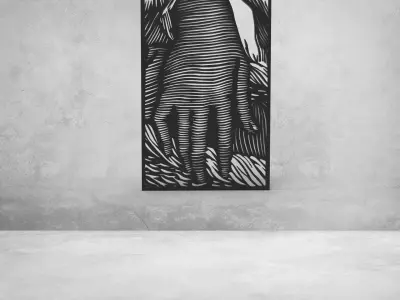 Hand Line Art Wall filler Decorative  3D print model