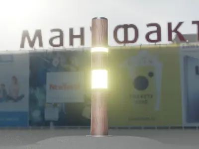 Wooden pillar of light 8 - Street-Light Set-9 Low-Poly Low-poly 3D model