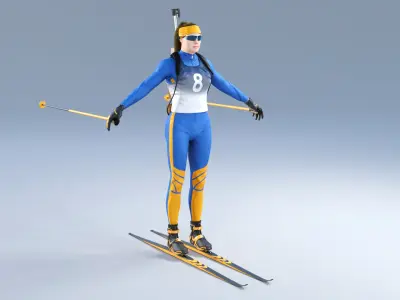  Female Biathlete Animated HQ Editorial License 