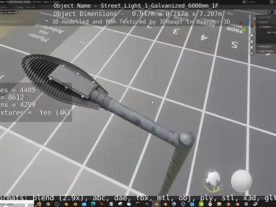 Street Light 1 Galvanized 6000mm 1F Low-poly 3D model