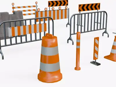 Street Barriers v2 Low-poly 3D model